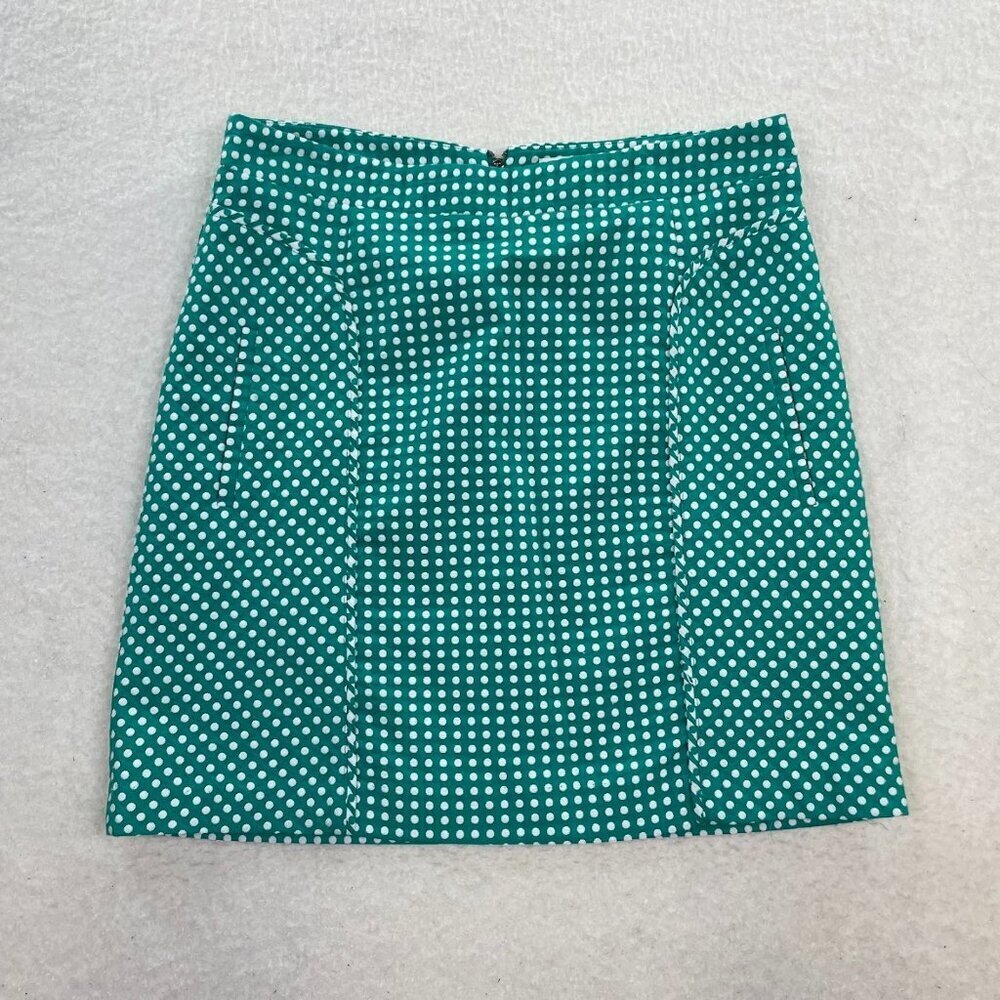 Laundry by Shelli Segal Straight Green White Polka Dot Spots Skirt Size 6